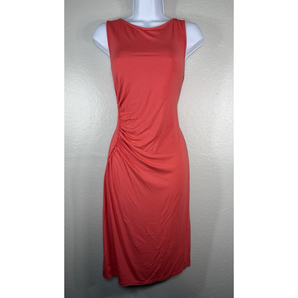 Tommy Bahama Womens Coral Ruched Sleeveless Dress Size M Knit Jersey Sheath